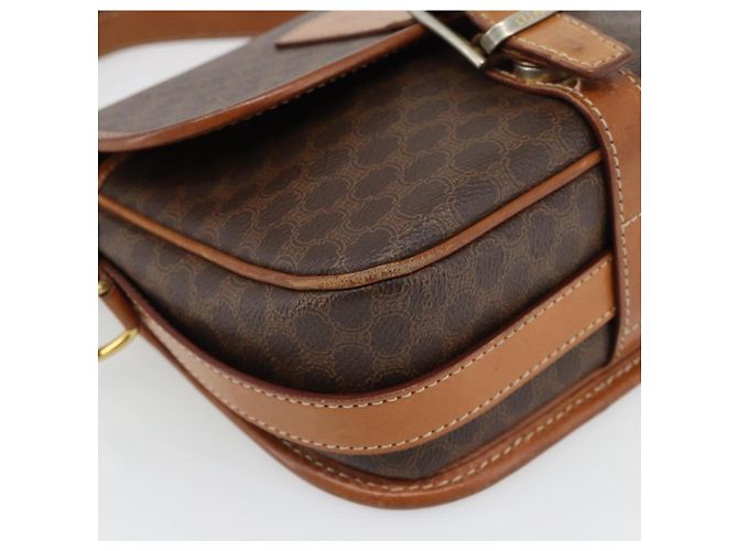 Céline Borsa a Spalla CELINE Macadam Canvas PVC Pelle Marrone Oro Auth 181854 D'oro - vista 14