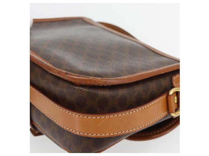 Céline Borsa a Spalla CELINE Macadam Canvas PVC Pelle Marrone Oro Auth 181854 D'oro - vista 15