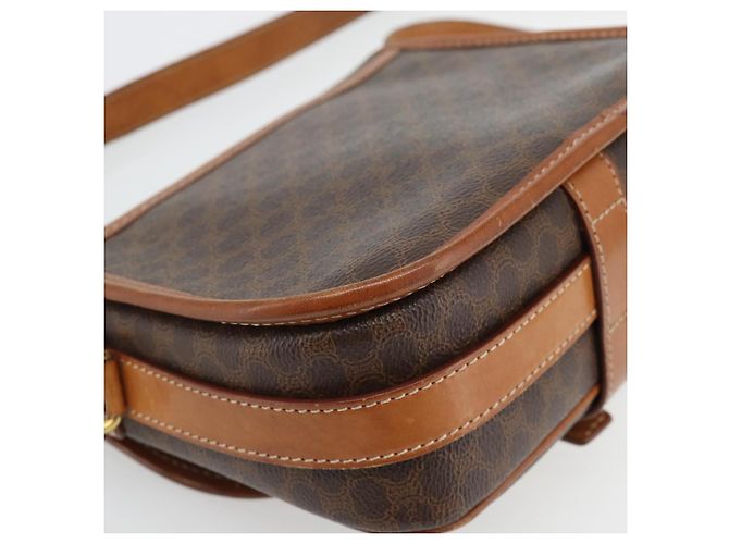 Céline Borsa a Spalla CELINE Macadam Canvas PVC Pelle Marrone Oro Auth 181854 D'oro - vista 16