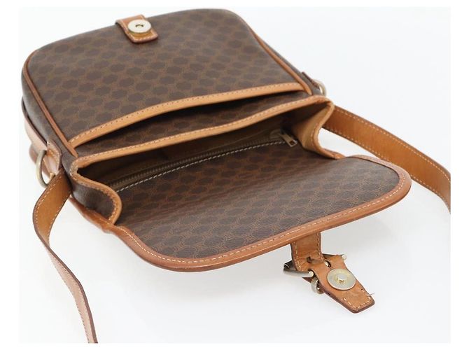 Céline Borsa a Spalla CELINE Macadam Canvas PVC Pelle Marrone Oro Auth 181854 D'oro - vista 17