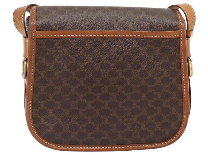 Céline Borsa a Spalla CELINE Macadam Canvas PVC Pelle Marrone Oro Auth 181854 D'oro - vista 2