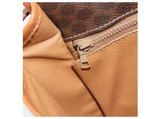 Céline Borsa a Spalla CELINE Macadam Canvas PVC Pelle Marrone Oro Auth 181854 D'oro - vista 20