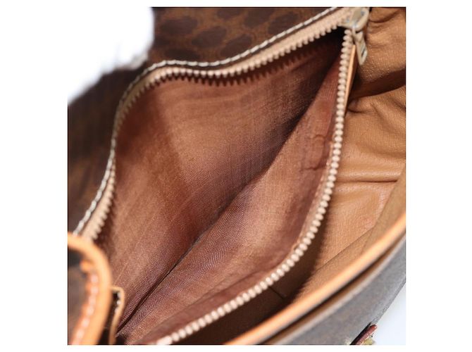 Céline Borsa a Spalla CELINE Macadam Canvas PVC Pelle Marrone Oro Auth 181854 D'oro - vista 21