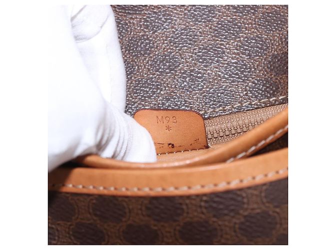 Céline Borsa a Spalla CELINE Macadam Canvas PVC Pelle Marrone Oro Auth 181854 D'oro - vista 24