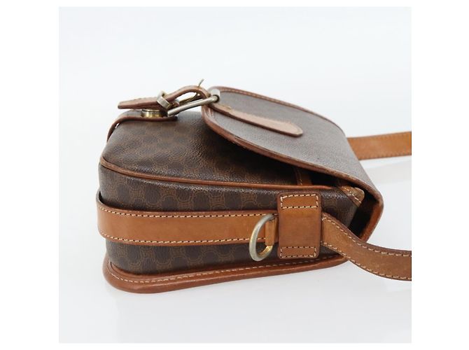 Céline Borsa a Spalla CELINE Macadam Canvas PVC Pelle Marrone Oro Auth 181854 D'oro - vista 4