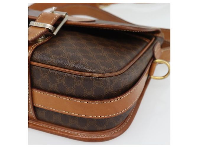 Céline Borsa a Spalla CELINE Macadam Canvas PVC Pelle Marrone Oro Auth 181854 D'oro - vista 9