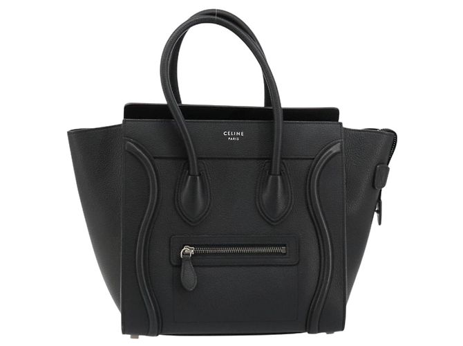 Céline CELINE Luggage Micro Shopper Handtasche aus Leder Schwarz Silber Authentisch 181819SAM - Ansicht 13
