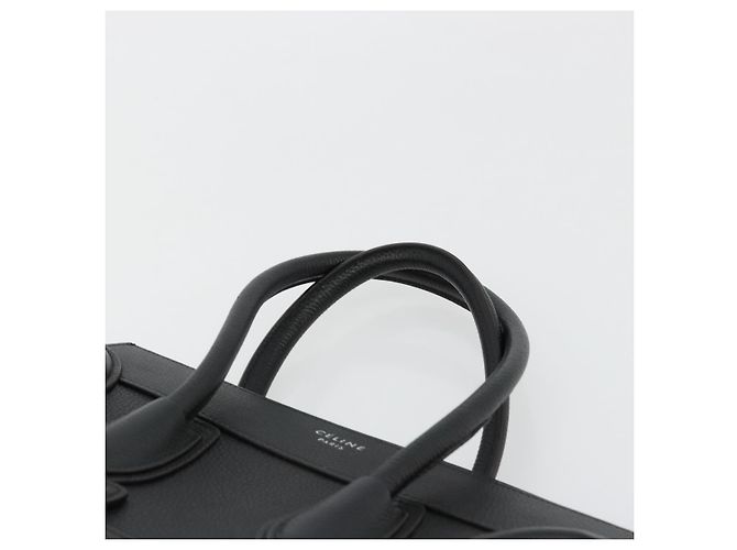 Céline CELINE Luggage Micro Shopper Handtasche aus Leder Schwarz Silber Authentisch 181819SAM - Ansicht 8