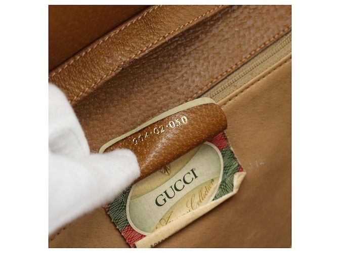 Bolsa de Ombro GUCCI GG Supreme PVC Branco Ouro 904 02 050 Auth 182377 Dourado - vista 12