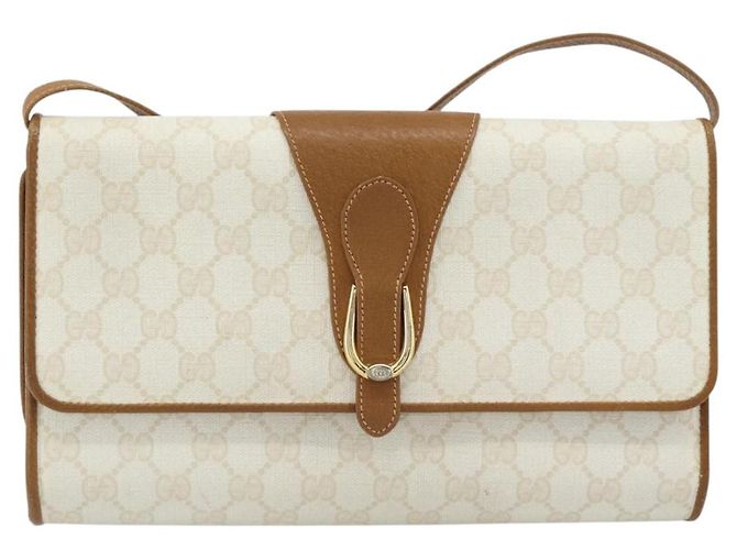 Bolsa de Ombro GUCCI GG Supreme PVC Branco Ouro 904 02 050 Auth 182377 Dourado - vista 13