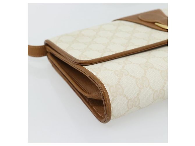 Bolsa de Ombro GUCCI GG Supreme PVC Branco Ouro 904 02 050 Auth 182377 Dourado - vista 14