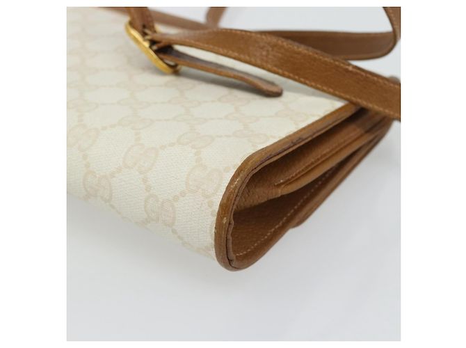 Bolsa de Ombro GUCCI GG Supreme PVC Branco Ouro 904 02 050 Auth 182377 Dourado - vista 15