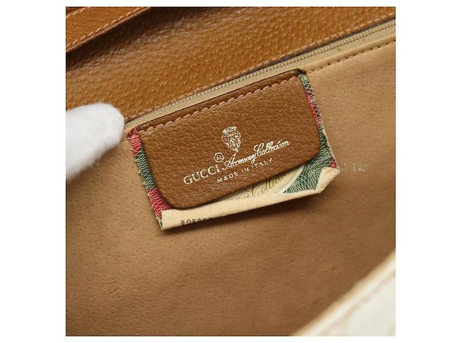 Bolsa de Ombro GUCCI GG Supreme PVC Branco Ouro 904 02 050 Auth 182377 Dourado - vista 18