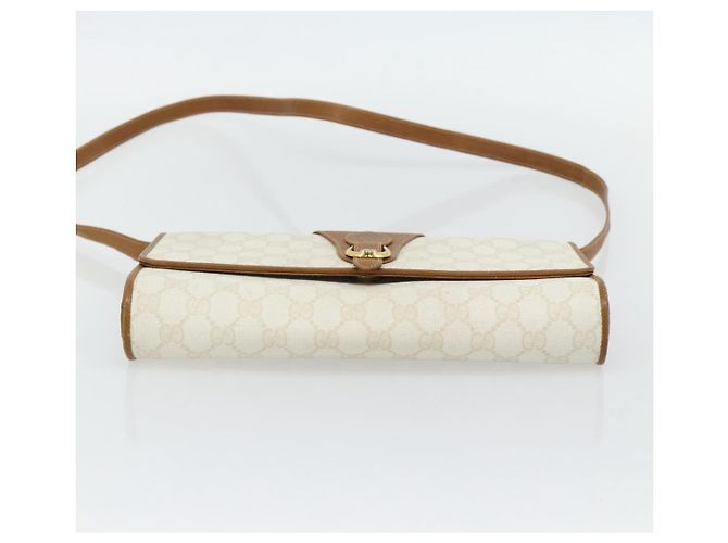 Bolsa de Ombro GUCCI GG Supreme PVC Branco Ouro 904 02 050 Auth 182377 Dourado - vista 5