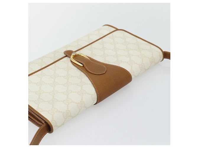 Bolsa de Ombro GUCCI GG Supreme PVC Branco Ouro 904 02 050 Auth 182377 Dourado - vista 6