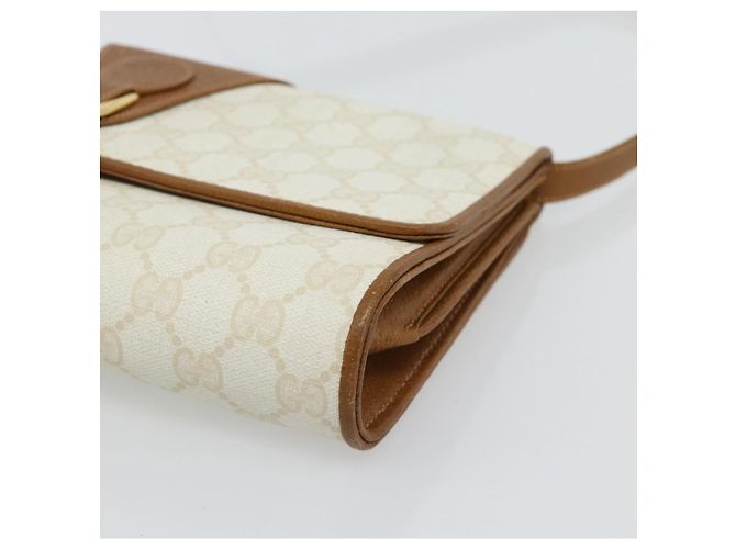 Bolsa de Ombro GUCCI GG Supreme PVC Branco Ouro 904 02 050 Auth 182377 Dourado - vista 9