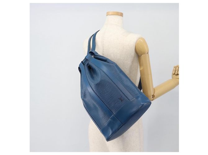 Borsa a tracolla LOUIS VUITTON Epi Randonnee PM Blu M52355 LV Auth ka4516A - vista 18