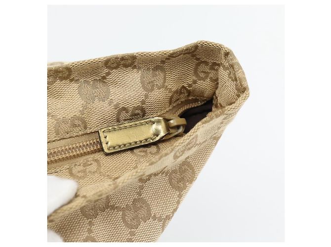 Borsa Tote GUCCI GG Canvas Sherry Line Beige Oro 131230 Auth 182529 D'oro - vista 10