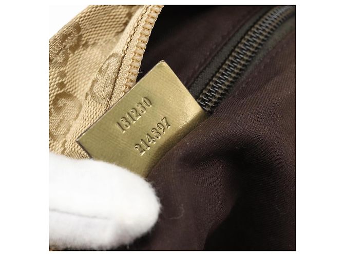 Borsa Tote GUCCI GG Canvas Sherry Line Beige Oro 131230 Auth 182529 D'oro - vista 12