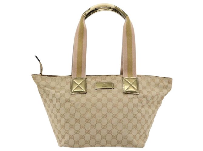 Borsa Tote GUCCI GG Canvas Sherry Line Beige Oro 131230 Auth 182529 D'oro - vista 13