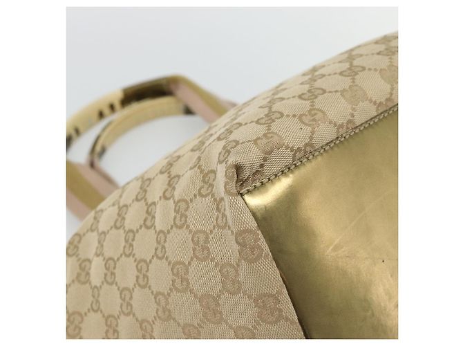 Borsa Tote GUCCI GG Canvas Sherry Line Beige Oro 131230 Auth 182529 D'oro - vista 14
