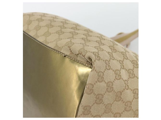 Borsa Tote GUCCI GG Canvas Sherry Line Beige Oro 131230 Auth 182529 D'oro - vista 15
