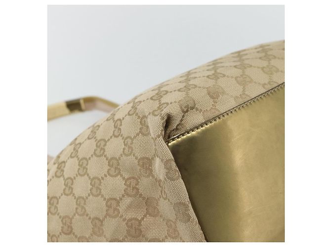 Borsa Tote GUCCI GG Canvas Sherry Line Beige Oro 131230 Auth 182529 D'oro - vista 16