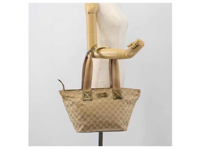 Borsa Tote GUCCI GG Canvas Sherry Line Beige Oro 131230 Auth 182529 D'oro - vista 22