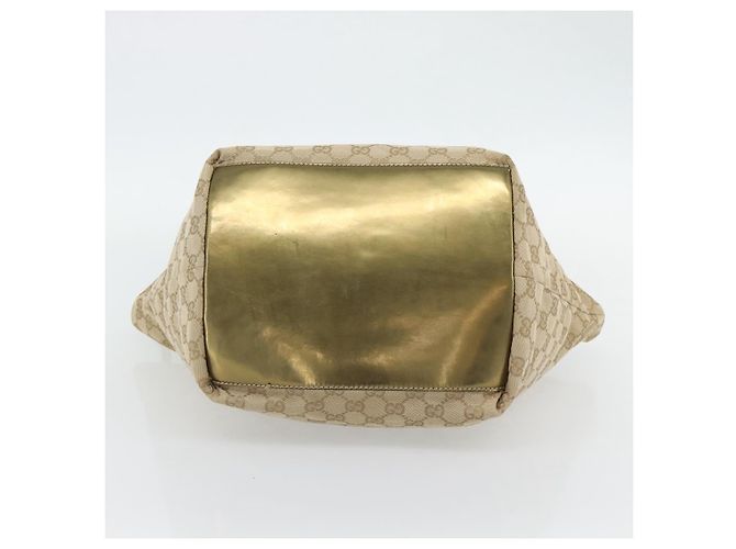 Borsa Tote GUCCI GG Canvas Sherry Line Beige Oro 131230 Auth 182529 D'oro - vista 5