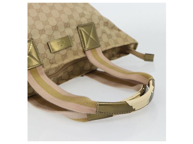 Borsa Tote GUCCI GG Canvas Sherry Line Beige Oro 131230 Auth 182529 D'oro - vista 7