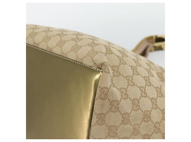 Borsa Tote GUCCI GG Canvas Sherry Line Beige Oro 131230 Auth 182529 D'oro - vista 9