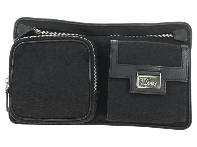 Borsa a tracolla Christian Dior Trotter Canvas Nera Argento yk20371SAV Nero - vista 13