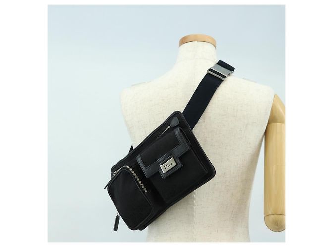 Borsa a tracolla Christian Dior Trotter Canvas Nera Argento yk20371SAV Nero - vista 26