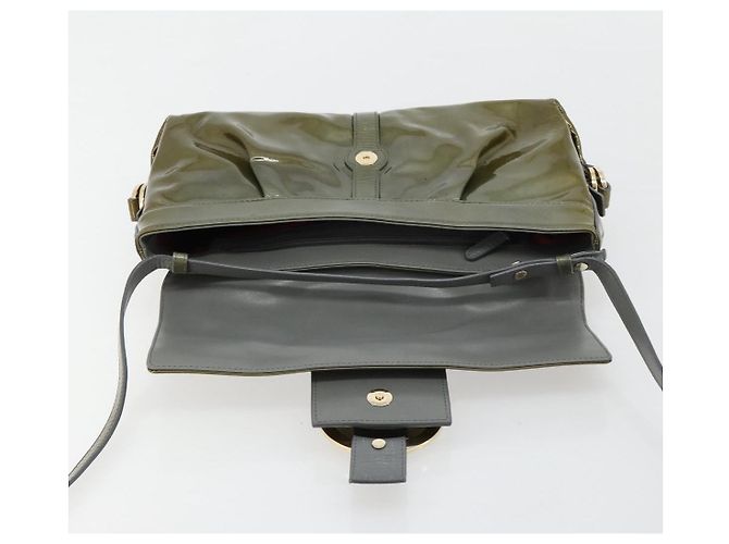 Bulgari Borsa a tracolla BVLGARI in pelle vernice Verde Oro Auth 181670A D'oro - vista 10