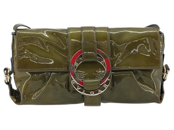 Bulgari Borsa a tracolla BVLGARI in pelle vernice Verde Oro Auth 181670A D'oro - vista 13