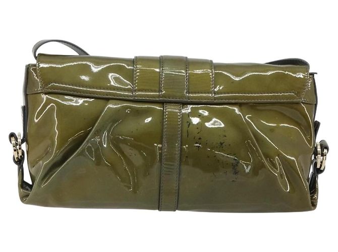 Bulgari Borsa a tracolla BVLGARI in pelle vernice Verde Oro Auth 181670A D'oro - vista 2