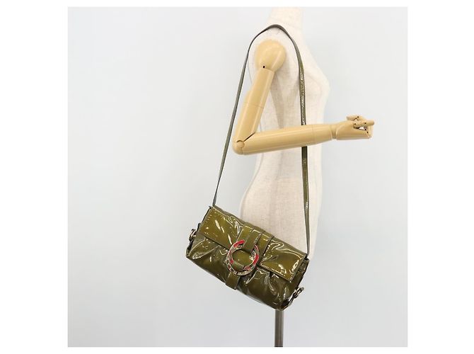Bulgari Borsa a tracolla BVLGARI in pelle vernice Verde Oro Auth 181670A D'oro - vista 24