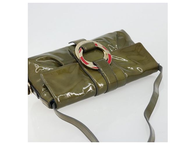 Bulgari Borsa a tracolla BVLGARI in pelle vernice Verde Oro Auth 181670A D'oro - vista 6