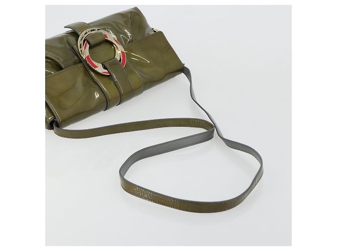 Bulgari Borsa a tracolla BVLGARI in pelle vernice Verde Oro Auth 181670A D'oro - vista 7