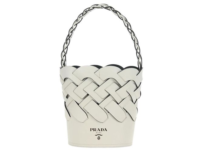 Borsa a Spalla PRADA in Pelle Bianca Auth 181616SM Bianco - vista 13