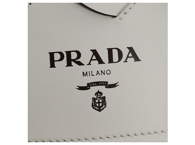 Borsa a Spalla PRADA in Pelle Bianca Auth 181616SM Bianco - vista 19