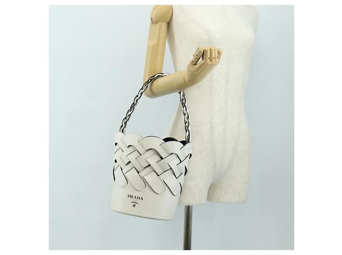 Borsa a Spalla PRADA in Pelle Bianca Auth 181616SM Bianco - vista 28