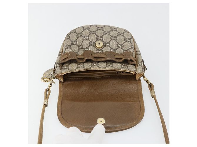 Borsa a tracolla GUCCI GG Plus Supreme PVC Beige Oro Auth ka4547 D'oro - vista 11