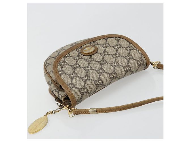Borsa a tracolla GUCCI GG Plus Supreme PVC Beige Oro Auth ka4547 D'oro - vista 6