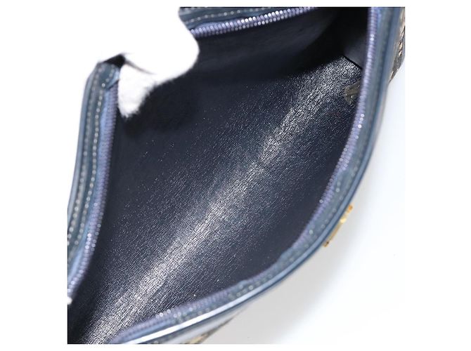 Borsa a tracolla Christian Dior Trotter Canvas Navy Gold Auth BA13143 D'oro Blu navy - vista 12