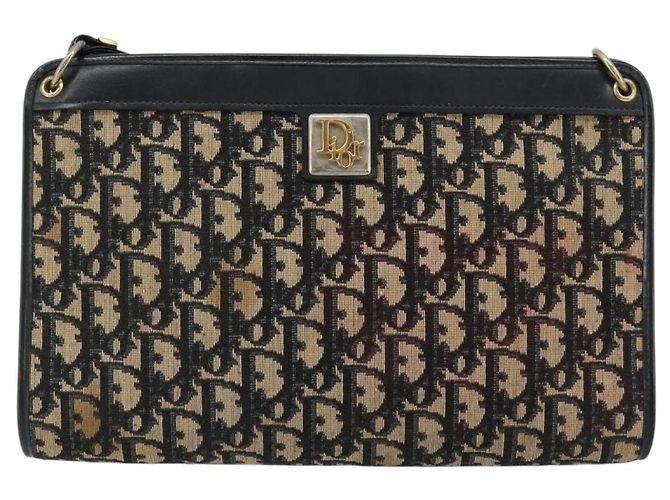 Borsa a tracolla Christian Dior Trotter Canvas Navy Gold Auth BA13143 D'oro Blu navy - vista 13