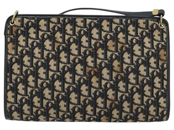 Borsa a tracolla Christian Dior Trotter Canvas Navy Gold Auth BA13143 D'oro Blu navy - vista 2