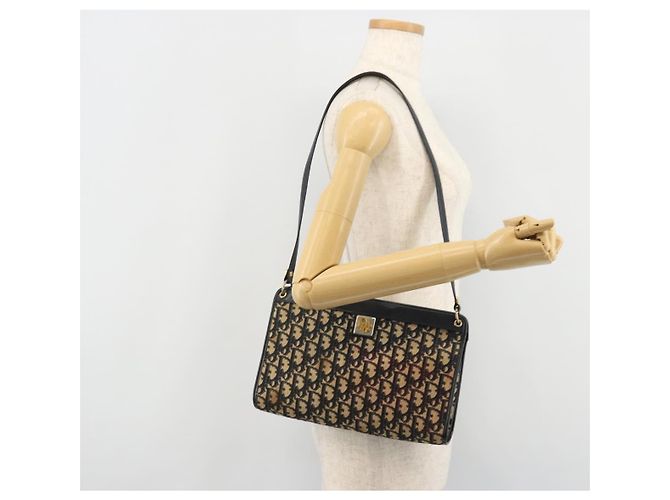 Borsa a tracolla Christian Dior Trotter Canvas Navy Gold Auth BA13143 D'oro Blu navy - vista 21