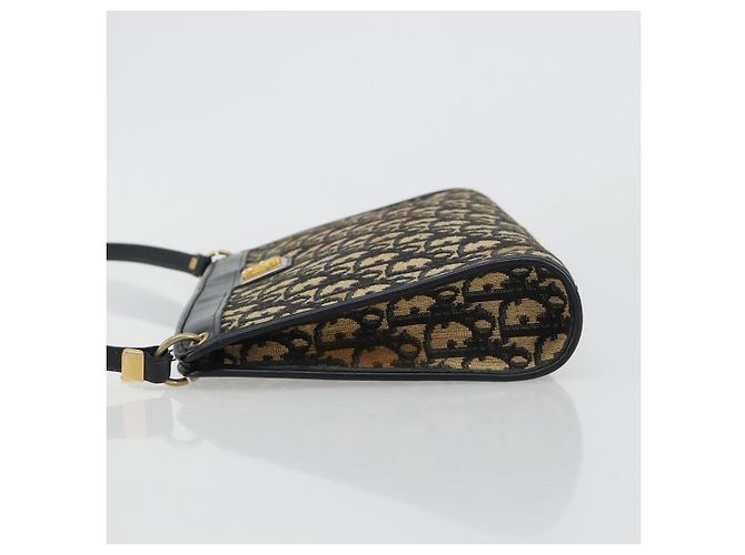 Borsa a tracolla Christian Dior Trotter Canvas Navy Gold Auth BA13143 D'oro Blu navy - vista 4