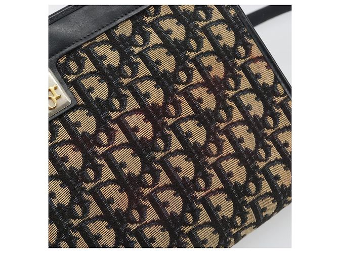 Borsa a tracolla Christian Dior Trotter Canvas Navy Gold Auth BA13143 D'oro Blu navy - vista 9